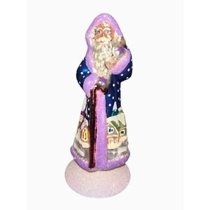 VERY RARE Vintage Glitterazzi Hand painted Glitter Standing Santa Figurine W Box